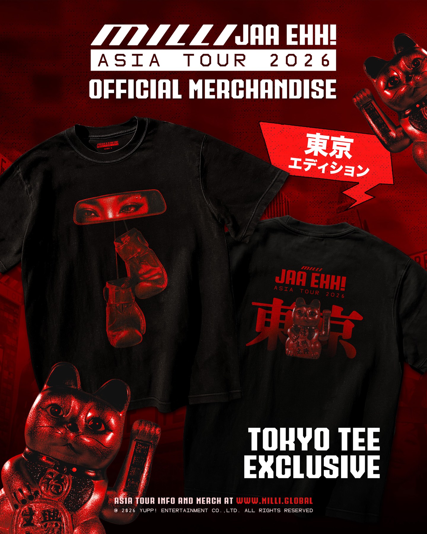 MILLI JAA EHH! ASIA TOUR 2026 Tokyo Edition tee — front and back